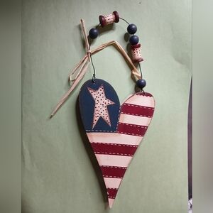 Set Of 2 Patriotic Heart Wooden Signs
